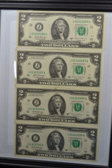 Group of 4 - 2017-A Consecutive Two Dollar Bills; CU