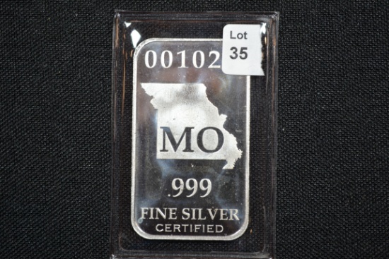 Missouri State 1/2 Oz. Silver Bar; .999 Fine