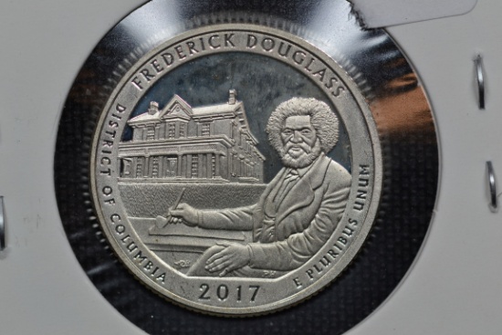 2017-S Frederick Douglas Quarter Silver Proof; Gem+ D-Cam
