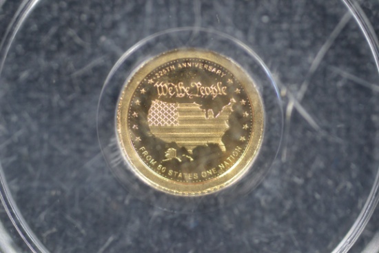 24k Gold Mini One Dollar 225th U.S.A. Anniversary 2012 Cook Islands