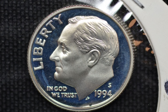 1994-S Ten Cent Silver Proof; Gem+ D-Cam