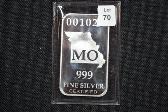 Missouri State 1/2 Oz. Silver Bar; .999 Fine