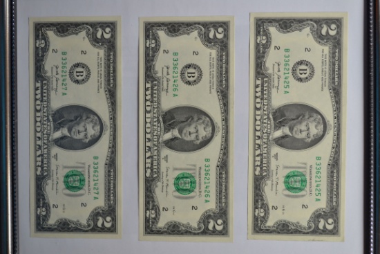 Group of 3 - Consecutive 2017-A Two Dollar Bills; CU