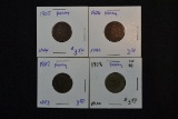 4 - Indian Cents 1905-1908; 4xBID