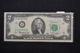1976 Bicentennial Two Dollar Bill w/Low SN