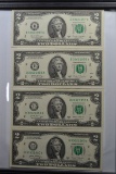 Group of 4 - Consecutive 2017-A Two Dollar Bills; CU