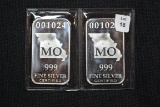 2 - Missouri State 1/2 oz. Silver Bars; 2xBID