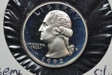 1992-S Quarter Silver Proof; Gem+ Cameo