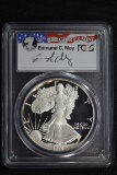1986 American Silver Eagle Proof; PR-69 D-Cam Edmund C. Moy Signed PCGS