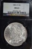 1884-O Morgan Silver Dollar; MS-63 NGC 25th Anniversary Black Slab