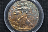 2016 America Silver Eagle; Rainbow Toned Gem++ Capsule