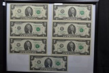 Group of 7 - Consecutive 2017-A Two Dollar Bills; CU