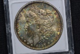 1887 Morgan Silver Dollar; Unc. BU Rainbow Toned