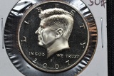 2007-S Kennedy Half Dollar Proof; Gem+ D-Cam