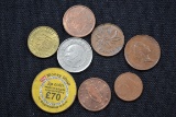 Group of 8 World Coins; All Different