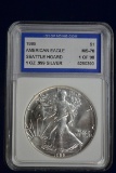 1986 American Silver Eagle in Display Box; MS-70
