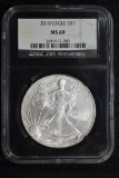 2010 American Silver Eagle; MS-69 NGC 25th Anniversary Black Slab