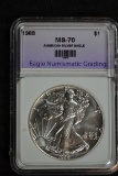 1988 American Silver Eagle; MS-70; Key Date in MS-70