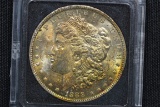 1880 Morgan Silver Dollar; Rainbow Toned