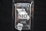 Missouri State 1/2 Oz. Silver Bar; .999 Fine