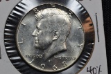 1968-D Kennedy 40% Silver Half Dollar; AU Unc.