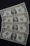 Group of 4 1963 One Dollar Federal Reserve Notes