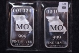 2 - Missouri State 1/2 oz. Silver Bars; 2xBID