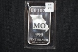 Missouri State 1/2 Oz. Silver Bar; .999 Fine