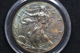 2016 American Silver Eagle; Rainbow Toned in Case