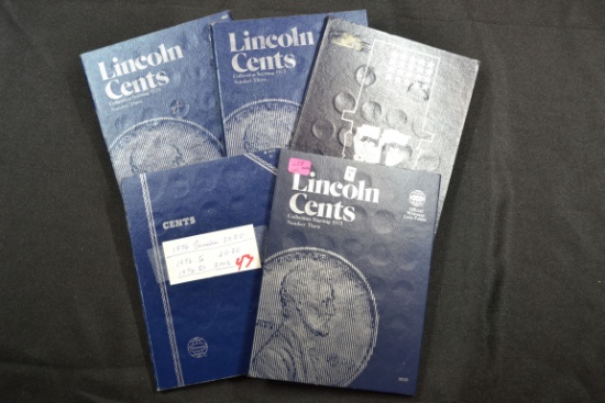 Group of 5 - Lincoln Memorial Cent Books Starting 1975; Total 238 Coins, Mostly Unc.