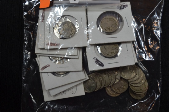 1 Lot of 35 "No Date" Buffalo Nickels
