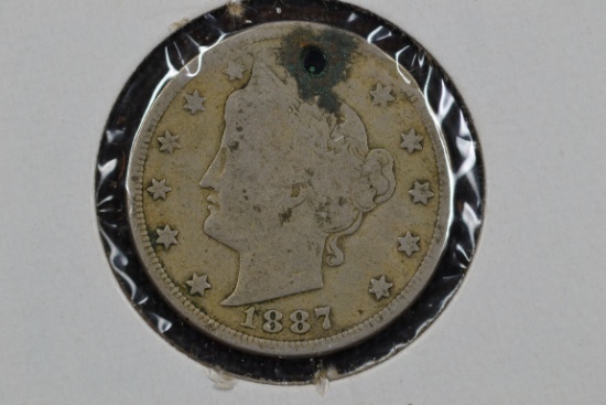 1887 V-Nickel w/Hole