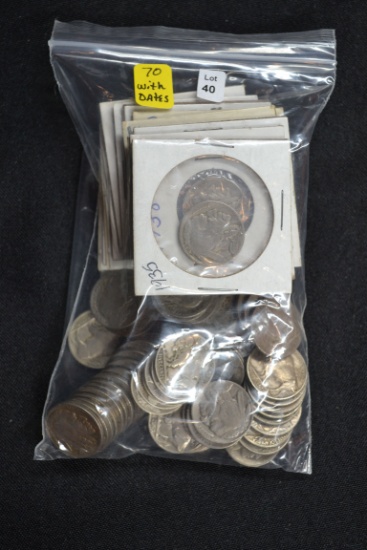 1 Lot of 70 - Buffalo Nickels w/Dates