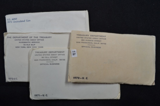 4 - U.S. Mint Sets including 1970, 1971, 1972, and 1973; 4xBID