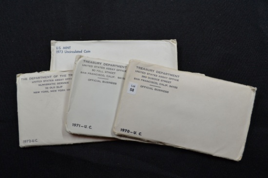 4 - U.S. Mint Sets including 1970, 1971, 1972, and 1973; 4xBID