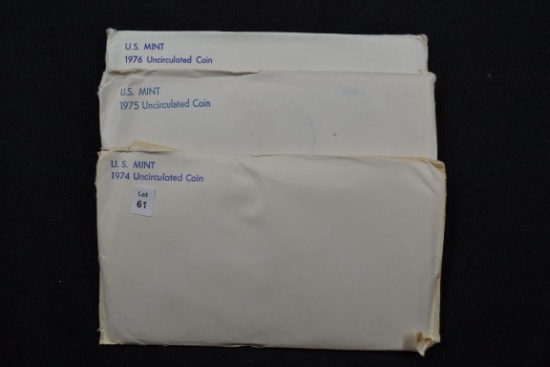 3 - U.S. Mint Sets including 1974, 1975, and 1976; 3xBID