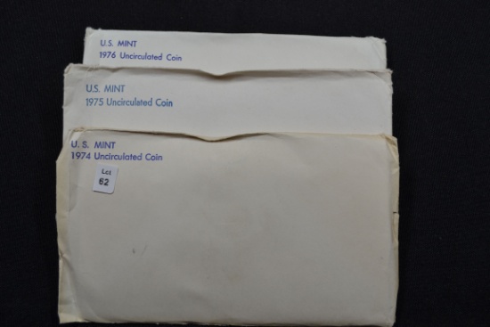 3 - U.S. Mint Sets including 1974, 1975, and 1976; 3xBID