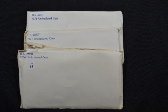 3 - U.S. Mint Sets including 1974, 1975, and 1976; 3xBID