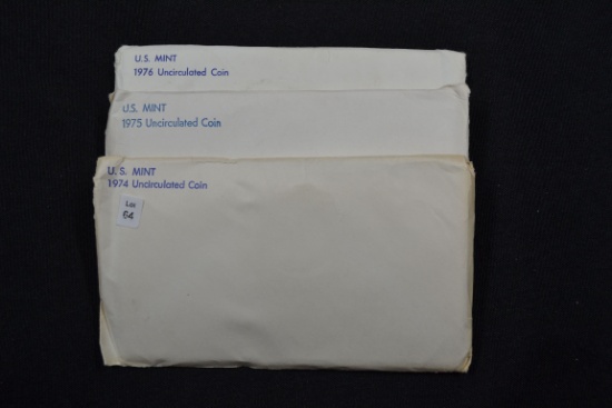 3 - U.S. Mint Sets including 1974, 1975, and 1976; 3xBID