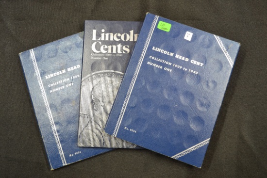Group of 3 - Lincoln Cent Books Starting 1909; Total 131 Wheat Cents