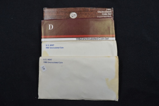 4 - U.S. Mint Sets including 1980, 1981, 1984, and 1985; 4xBID