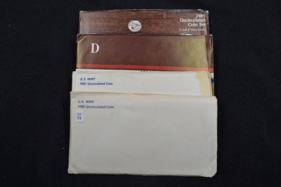 4 - U.S. Mint Sets including 1980, 1981, 1984, and 1985; 4xBID