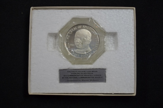 Knute Rockne Coin-Medal Sterling Silver Proof 81st Commemorative