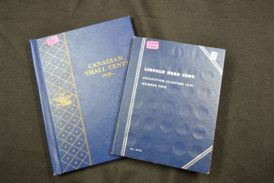 Pair of Books including Lincoln Cent Book Starting 1941 w/46 Wheat Cents and Canadian Small Cents St