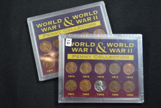 Pair of World War I & World War II Penny Collections