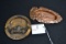 Pair of Metal Advertising Ashtrays including Pontiac and General Motors