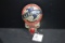 Globe Gasoline Pressed Metal License Plate Topper w/Red Reflector; 5