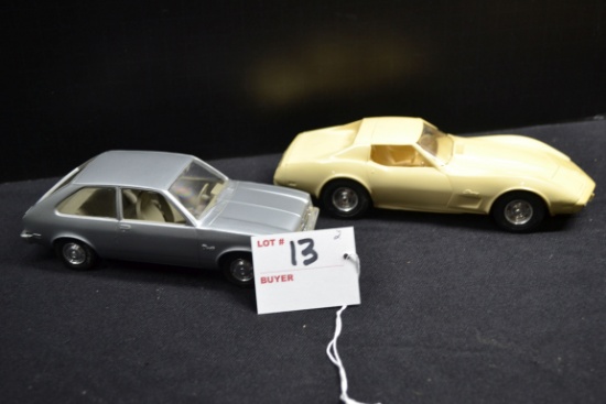 Pair of Chevrolet Plastic Collector's Cars including  1976 Corvette Stingray and 1977 Chevette