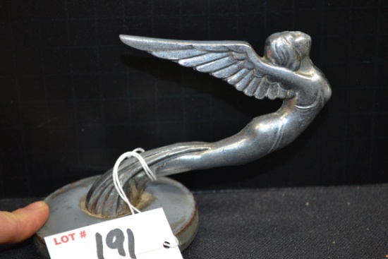 1930s Plymouth Winged Lady Radiator Cap/Hood Ornament; 5-1/2"x3-1/2"