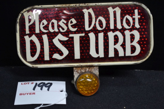 "Please Do Not Disturb" License Plate Topper w/Yellow Jeweled Reflector; 5-1/2"x3-1/2"